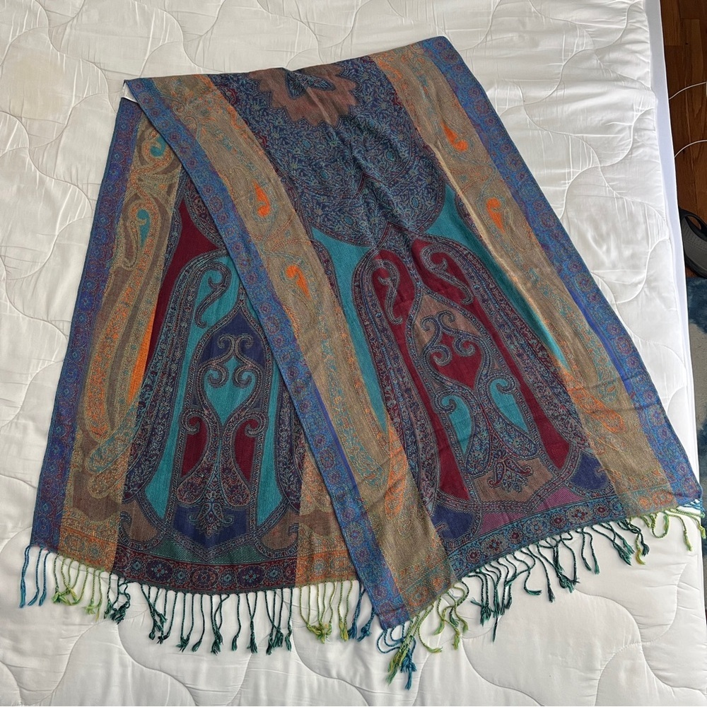 Assorted colors Tassle Boho Paisley Fringe Wrap Shawl Scarf 78” - Picture 4 of 11